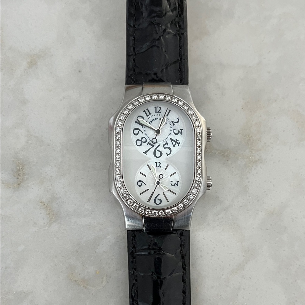 PHILIP STEIN Teslar watch with black skin band / needs battery change
